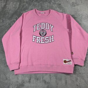 Teddy Fresh Sweatshirt Mens 2XL Pink College Flunk Out Streetwear